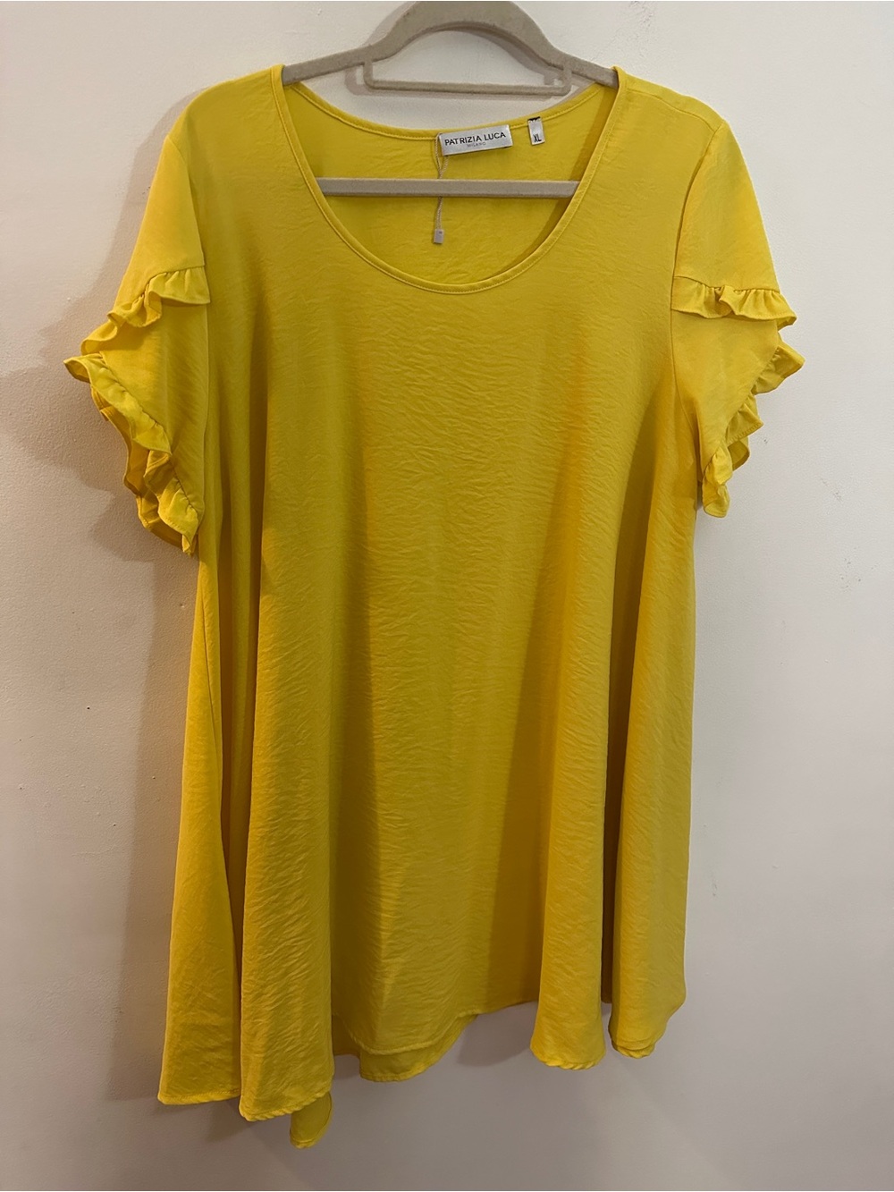 Patrizia Luca Bright Yellow Ruffle Sleeve Tunic Top
